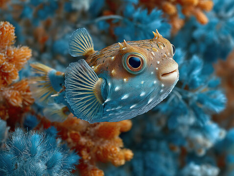An unusual toadfish in an aquarium image