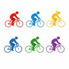 Fototapeta premium Colorful Silhouette Cyclist Riding Bicycle Sport Race Competition Graphics
