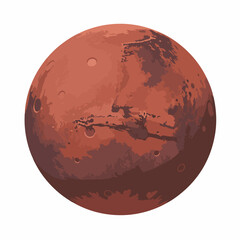 Flat Style Detailed Mars Planet Astronomical Body Science Illustration