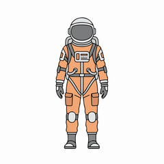 Flat Simple Illustration Full Body Spaceman Astronaut Suit Character Design