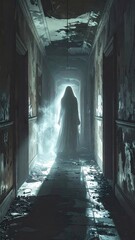 Ethereal Figure in a Dark Hallway