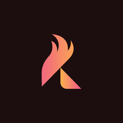 Fiery K Letter Logo with Gradient Effect