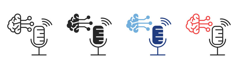 AI Voice Icon Set With Multiple Styles Vector Illustration