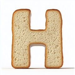 Loaf bread with dry edges in the shape of the letter H for children's food, isolated white