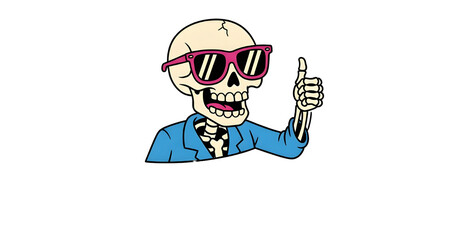 Cool Skeleton with Sunglasses Giving Thumbs Up