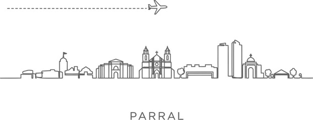 Parral City Skyline with Airplane and Travel Route