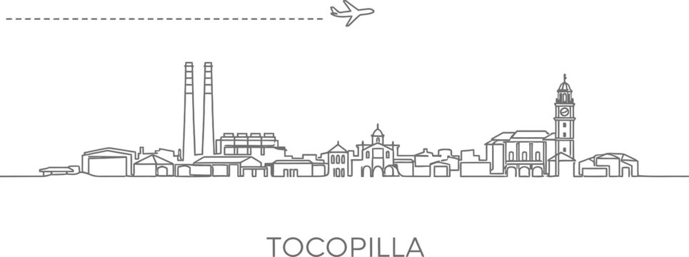 Tocopilla Chile Skyline with Airplane