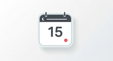 Calendar icon showing the 15th day of the month, minimalist design for scheduling or reminder