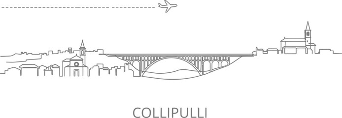 Naklejka premium Collipulli Chile Cityscape with Airplane
