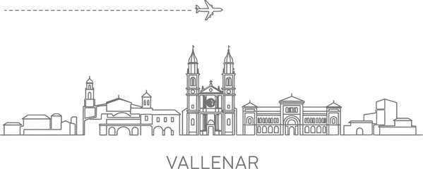 Obraz premium Vallénar Skyline with Airplane and Dash Line