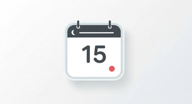 Calendar icon showing the 15th day of the month, minimalist design for scheduling or reminder