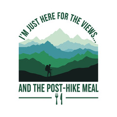 Hiker enjoying mountain views and food hiking mountains
