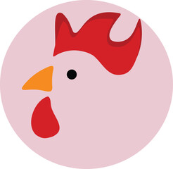 Minimalist Chicken Head Vector Logo in Pink Circle