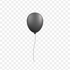 Single Black isolated balloon with glossy surface and string for celebration or invitation and sale promotion design