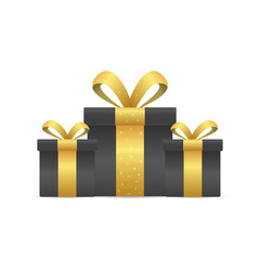 Black Gift box with gold ribbon isolated on white background