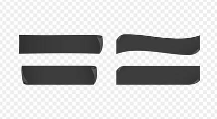 Collection of blank black ribbon banner label with curled and folded edge for Sale promotion and discount