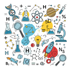 Science and Education Icons Set with Laboratory Equipment