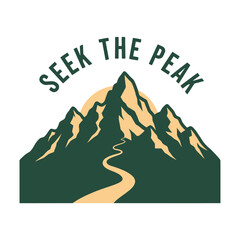 Mountain landscape with winding path and sun peak