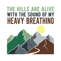 Mountains with sun and text hiking nature
