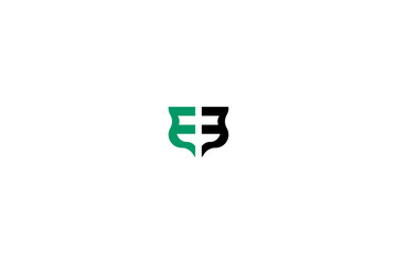 E3 Mirror Logo – Green Black Symmetrical Abstract Design for Tech, Branding, Identity & Graphic Art