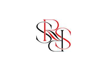 SRSNS Monogram Logo – Red Black Serif Letter Design for Elegant Branding, Typography & Identity