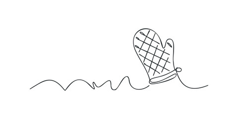 Single Line Drawing of a Quilted Oven Mitt