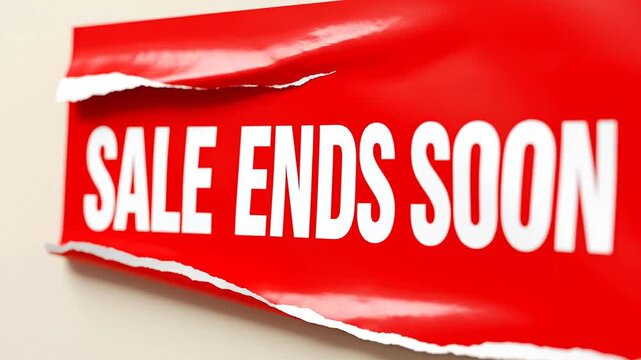 Red paper sale banner with white text announcing limited time offer
