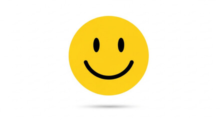Fototapeta premium A simple yellow smiley face with a cheerful expression, representing happiness, positivity, and good mood in digital communication
