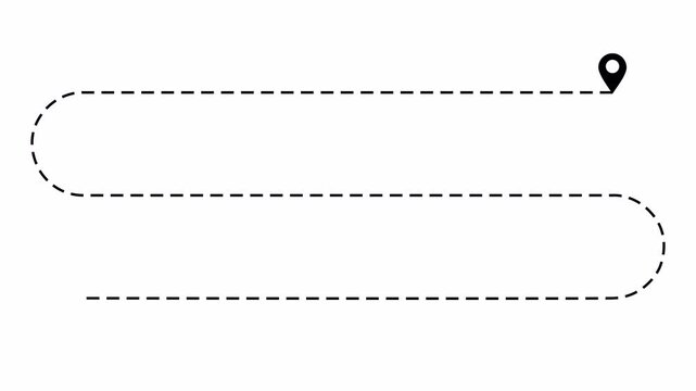 Two location point Pins Connected by dashed line Animation Video 4K 
