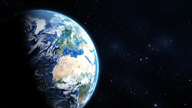 Beautiful planet Earth in vast dark space with distant stars, a symbol of our universe and home.