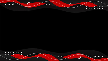 Abstract black and red fluid wave background with geometric shapes. Modern dynamic wallpaper. Template banner background for sales, business, ads, events, web, pages, and more