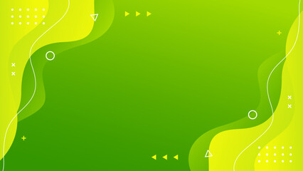 Bright green gradient fluid wave background with geometric shapes. Modern dynamic wallpaper. Trendy banner template design for sales, business, ads, events, websites, pages, and more