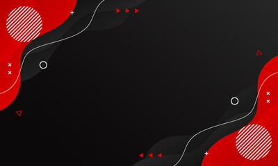 Abstract black and red fluid wave background with geometric shapes. Modern dynamic wallpaper. Template banner background for sales, business, ads, events, web, pages, and more