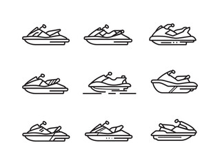Jet Ski Line Art Summer Adventure Waves