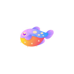purple cute fugu vector logo icon