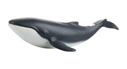 A blue whale figure isolated against a black background, viewed from above