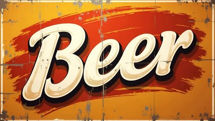 Retro beer advertising poster design featuring vintage illustration stylized lettering eye catching color contrast nostalgic branding appeal premium beverage promotion scene in  Photo Stock  Concept  