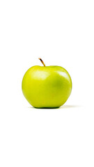 Fresh green apple isolated on white background, captured in a studio to highlight its natural texture and vibrant color.
