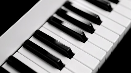 Professional Piano Keys in Black and White Minimalist Composition for Classical Music Content