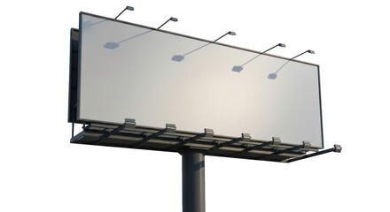 Obraz premium Billboard blank canvas; lights atop, against a dark background