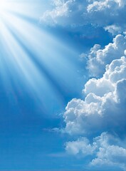 Sunny day Fluffy clouds under the radiant sky