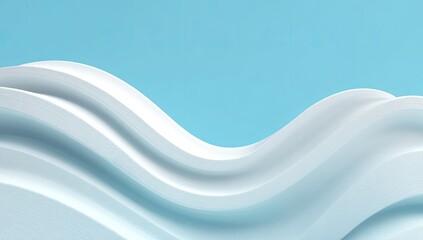 Wavy white form against serene blue backdrop