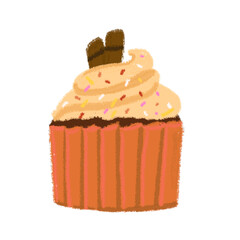 Untitled ArtHand drawn cupcake with cream frosting and sprinkleswork