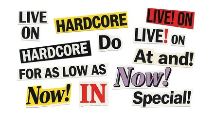 Collage of newspaper clippings isolated on white background in studio