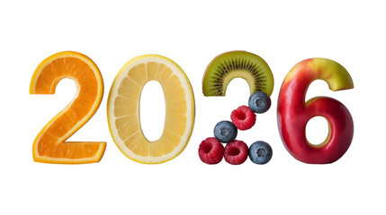 Bright textured numbers 2026 with colorful accents on