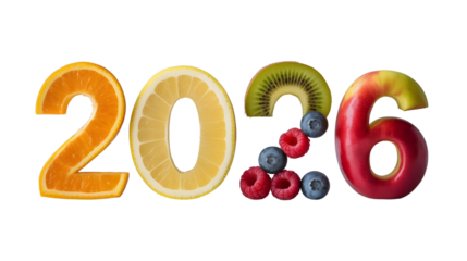 Bright textured numbers 2026 with colorful accents on