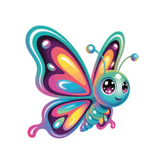 "Colorful Abstract Butterfly with Cute Eyes - Vibrant Rainbow Design"