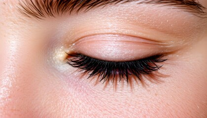 Obraz premium Closeup of a Beautiful Human Eye with Long Lashes and Smooth Skin Textures