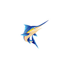 blue marlin vector mascot icon logo