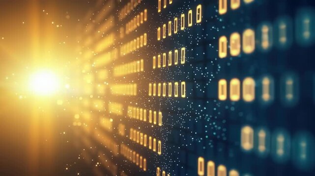 Glowing Digital Binary Code Abstract Streams of Data Illuminate Technology with Vibrant Background, Creating Dynamic Atmosphere of Advancement